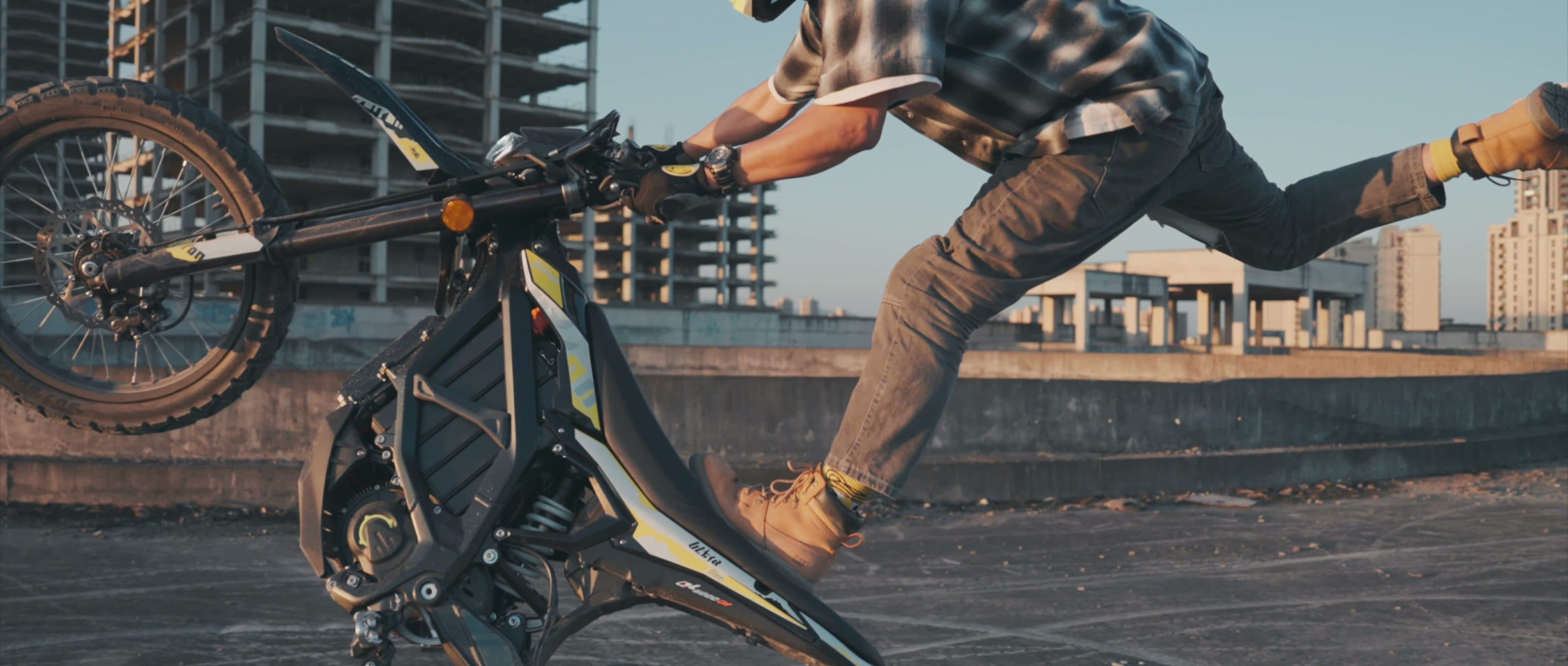 Rider holding a wheelie on an Ultra Bee