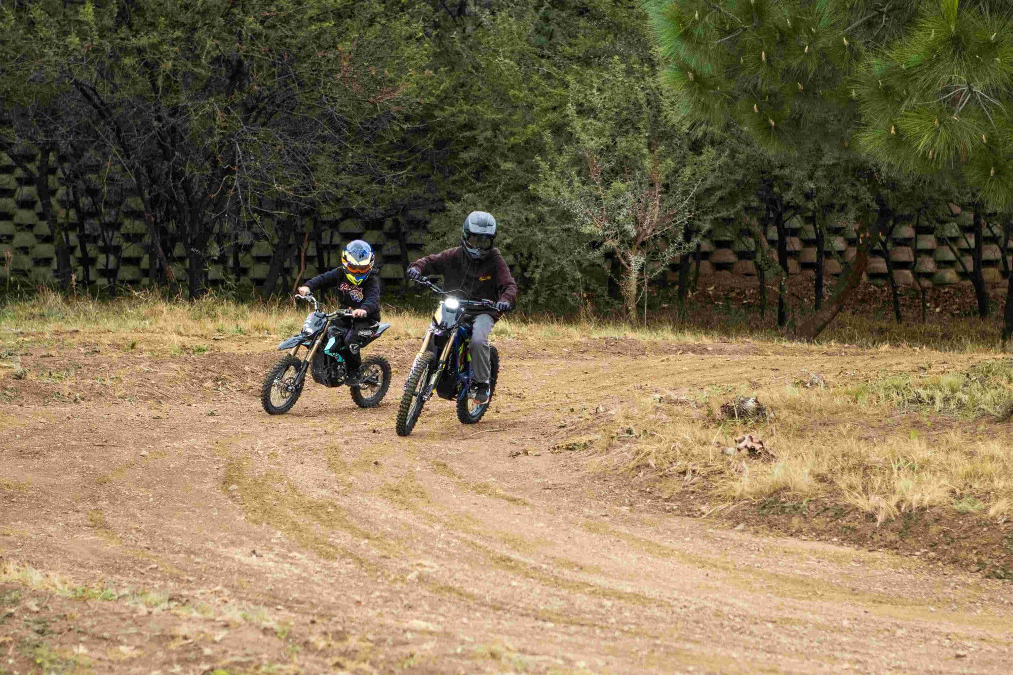 Two riders cornering