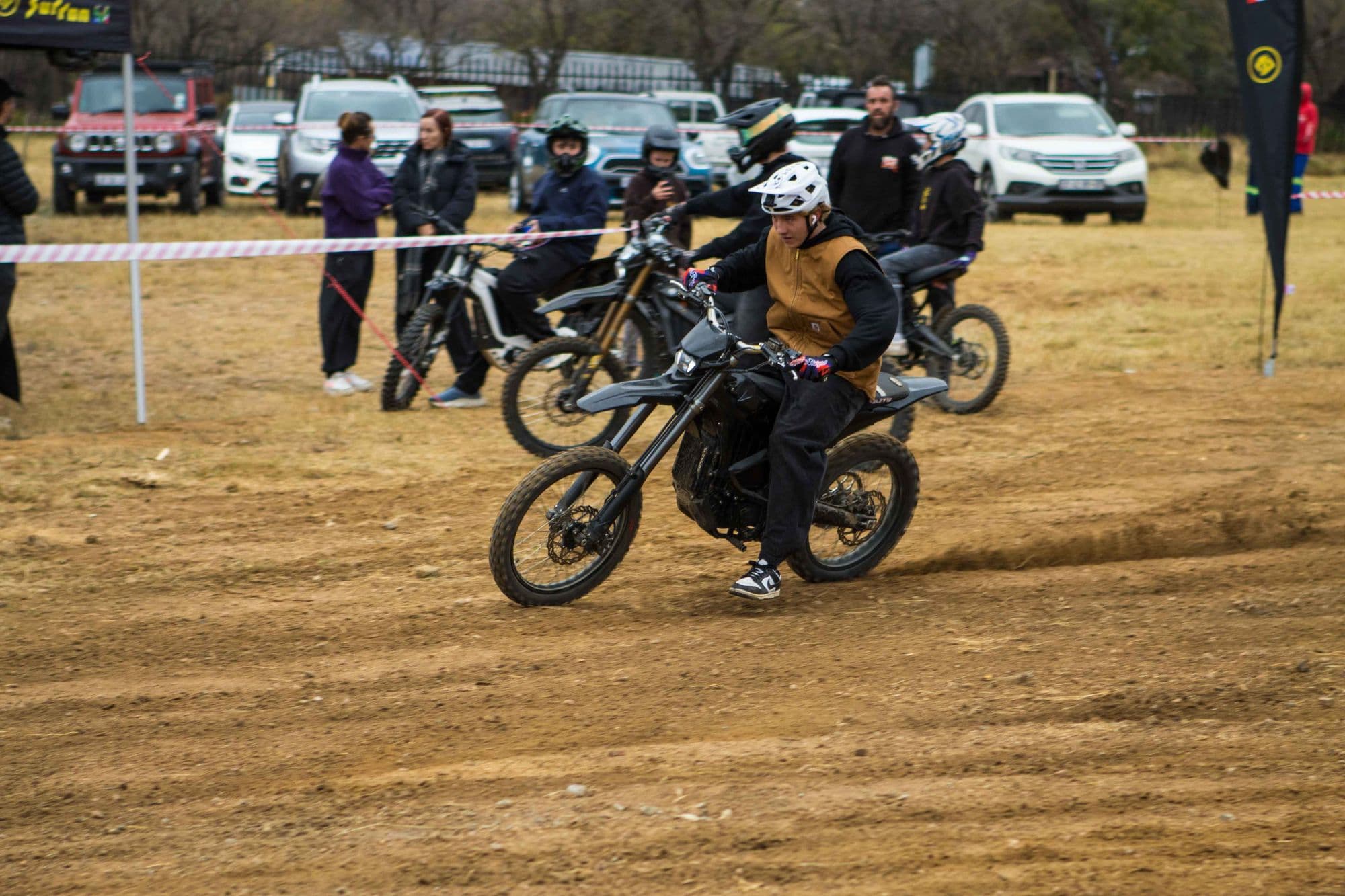 A pack of riders on track